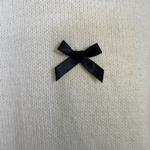 Coquette Ivory and Black Bows Bishop Sleeve Round Neck Sweater 1XL - Picture 7 of 10